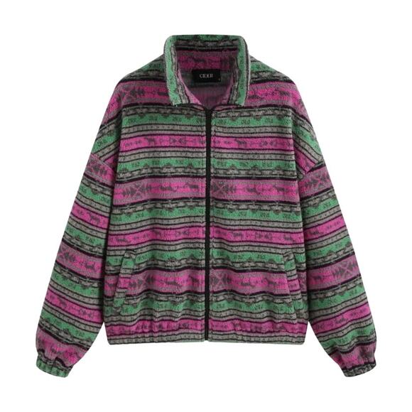 NEW! Cider Fleece Stand Collar Aztec Print Multicolor Jacket NWT - XL - Picture 3 of 14